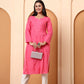 Women’s Pink Cotton Embroidered Kurti | Handcrafted Chikankari-Style Straight Kurta | Daily Wear & Office Wear Ethnic Outfit