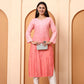 Women’s Peach Chanderi Embroidered Kurti | Festive Wear Straight Kurta | Lightweight Ethnic Wear for Parties & Special Occasions