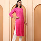 Pink Chanderi Chikankari Kurti for Women | Hand Embroidered Straight Kurta | Ethnic Wear by Elenora