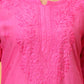 Pink Chanderi Chikankari Kurti for Women | Hand Embroidered Straight Kurta | Ethnic Wear by Elenora