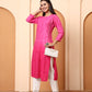 Pink Chanderi Chikankari Kurti for Women | Hand Embroidered Straight Kurta | Ethnic Wear by Elenora