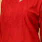 Red Chanderi Chikankari Kurti for Women | Hand Embroidered Straight Kurta | Elenora Ethnic Wear