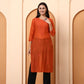 Rust Orange Chanderi Chikankari Kurti for Women | Hand Embroidered Straight Kurta | Elenora Ethnic Wear