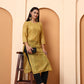 Mustard Yellow Chanderi Chikankari Kurti for Women | Hand Embroidered Straight Kurta | Elenora