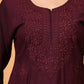 Elenora Women Wine Chikankari Rayon Kurta Set with Embroidered Pants