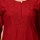 Elenora Women Maroon Chikankari Rayon Kurta Set with Embroidered Pants