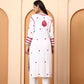 White & Pink Dobby Rayon Embroidered Kurti for Women | Festive Straight Kurta | Elenora Ethnic Wear