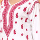 White & Pink Dobby Rayon Embroidered Kurti for Women | Festive Straight Kurta | Elenora Ethnic Wear