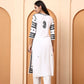 Women’s White Cotton Kurti with Black Embroidery | Handcrafted Ethnic Wear | Daily Wear & Office Wear Straight Kurta