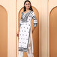 Women’s White Cotton Kurti with Black Embroidery | Handcrafted Ethnic Wear | Daily Wear & Office Wear Straight Kurta