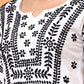 Women’s White Cotton Kurti with Black Embroidery | Handcrafted Ethnic Wear | Daily Wear & Office Wear Straight Kurta