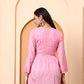 Women’s Pink Chanderi Short Kurti | Embroidered Tunic Top | Festive & Casual Wear Peplum Style Top