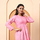 Women’s Pink Chanderi Short Kurti | Embroidered Tunic Top | Festive & Casual Wear Peplum Style Top