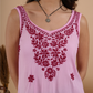 Baby Pink Rayon Chikankari Sleeveless Short Kurti