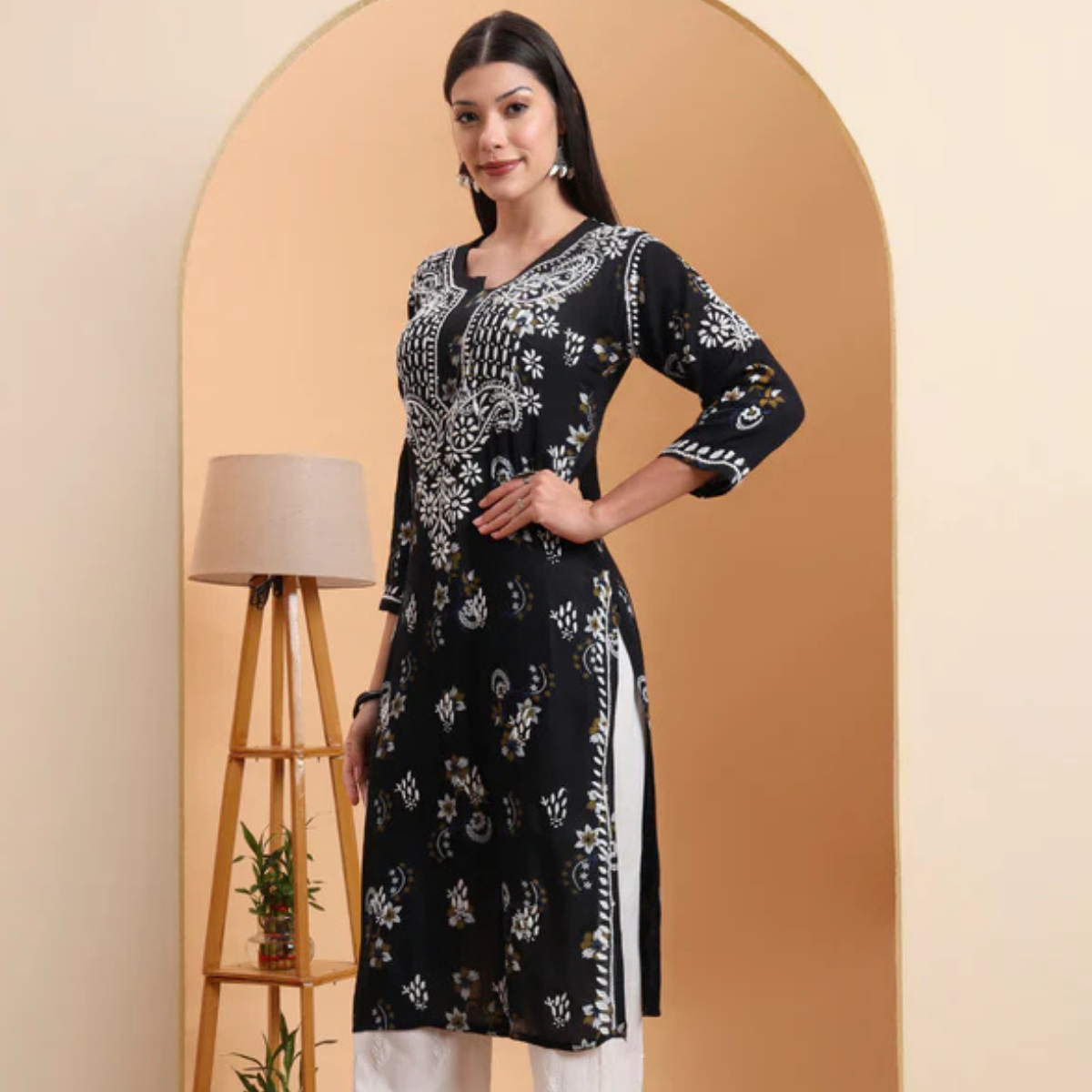 black-rayon-printed-embroidered-kurti