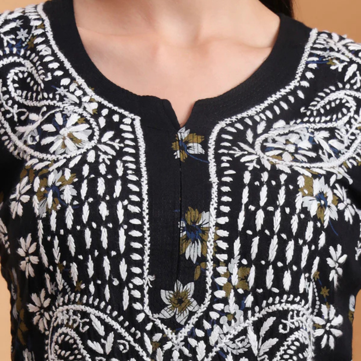 black-rayon-printed-embroidered-kurti