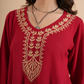 Cherry Red Rayon Chikankari Short Kurti