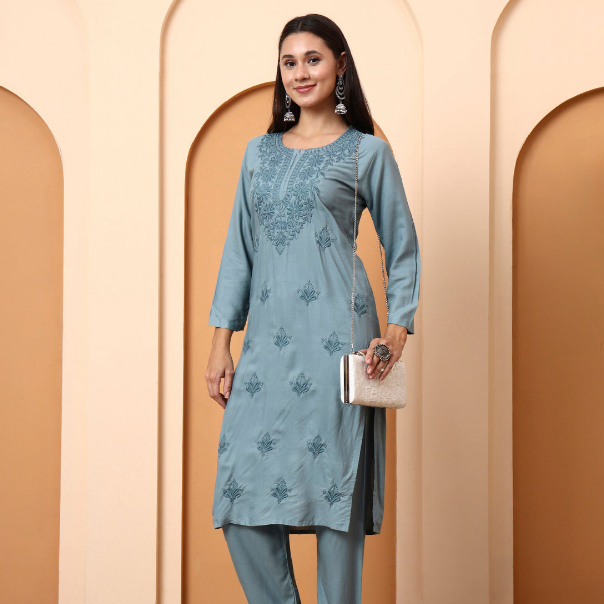 green-chikankari-rayon-kurta-set-embroidered-pants