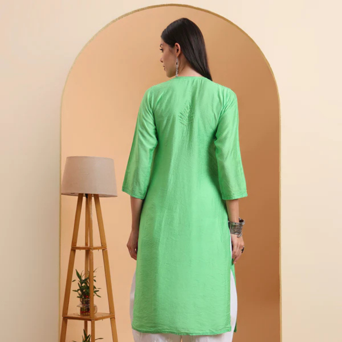 hand-embroidered-chanderi-lucknowi-green-chikankari-kurta