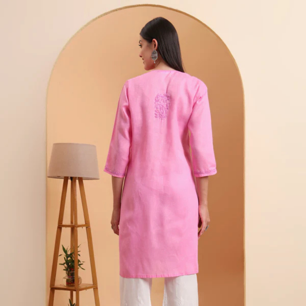hand-embroidered-khadi-cotton-lucknowi-chikankari-kurta-pink