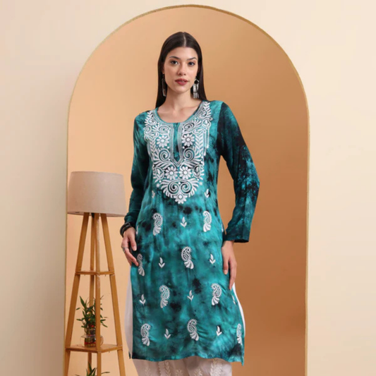 hand-embroidered-rayon-lucknowi-chikankari-kurta