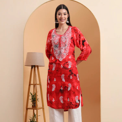 hand-embroidered-rayon-lucknowi-chikankari-kurta