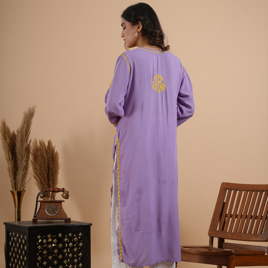 Lavender Rayon Chikankari Kurta