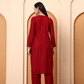 Maroon Chikankari Rayon Kurta with Embroidered Pants