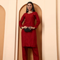 Maroon Chikankari Rayon Kurta with Embroidered Pants