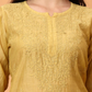 Mustard Yellow Chanderi Chikankari Kurti