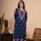 Navy blue rayon chikankari kurta for women