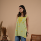 Parrot Green Rayon Chikankari Sleeveless Short Kurti