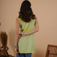Parrot Green Rayon Chikankari Sleeveless Short Kurti