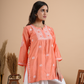 Peach Chikankari Short Kurti