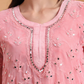 Peach Georgette Chikankari Kurta with Sharara and Dupatta