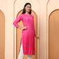Pink Chanderi 3/4 Sleeves Chikankari Kurti