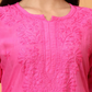 Pink Chanderi 3/4 Sleeves Chikankari Kurti