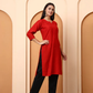 Red Chanderi Chikankari Kurti