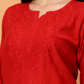 Red Chanderi Chikankari Kurti