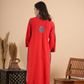 Red Rayon Chikankari Kurta