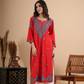 Red rayon chikankari kurta with hand embroidery