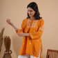 Rust Orange Chanderi Chikankari Short Kurti