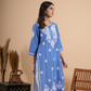 Sky Blue Chikankari Chanderi Kurta