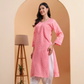 Soft Pink Voile Cotton Lucknowi Chikankari Straight Kurti
