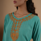Teal Green Rayon Chikankari Short Kurti