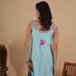 Turquoise Blue Rayon Chikankari Sleeveless Short Kurti