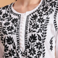 White Cotton Lucknowi Chikankari Kurta with Black Embroidery