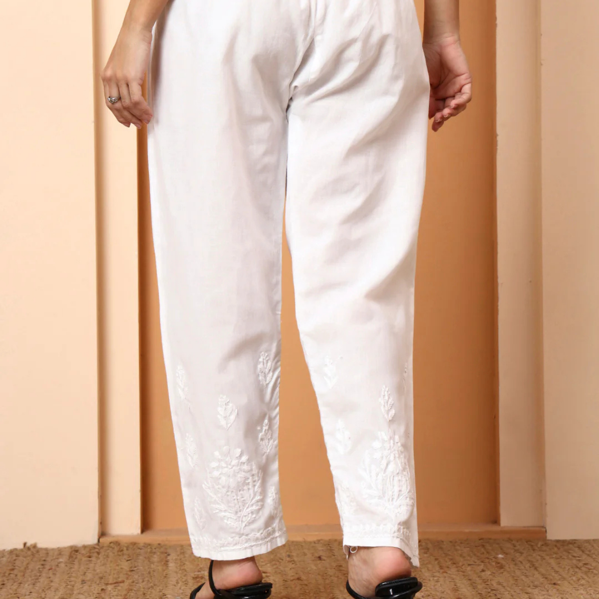 White Mulmul Cotton Palazzo Pants