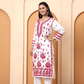 White and Pink Dobby Rayon Embroidered Kurti