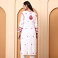 White and Pink Dobby Rayon Embroidered Kurti